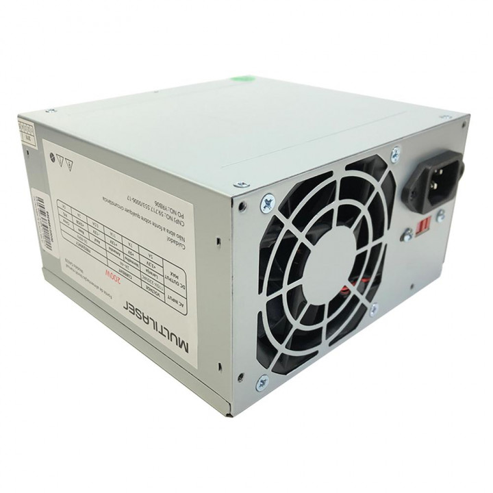 Fonte Multilaser Ga039, ATX 200w Real, Bivolt Manual Sem Cabo