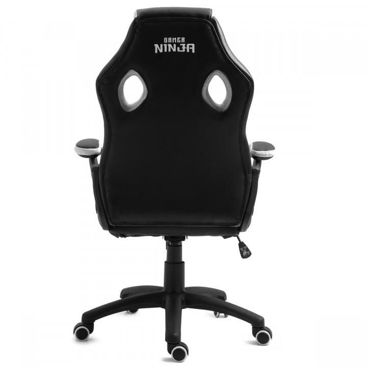 Cadeira Gamer Ninja Hiryu, Preto e Branco, Suporta até 180KG