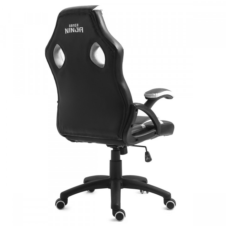 Cadeira Gamer Ninja Hiryu, Preto e Branco, Suporta até 180KG