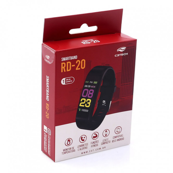 Relógio SmartWatch C3Tech, Preto - RD-20BK