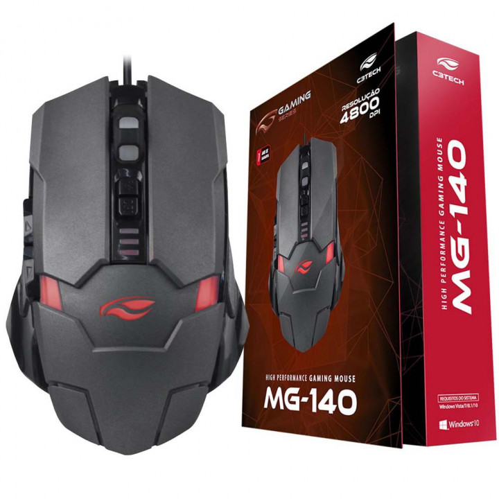 Mouse Gamer USB, Preto, C3Tech - MG-140CB