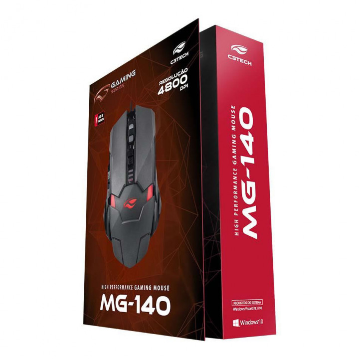 Mouse Gamer USB, Preto, C3Tech - MG-140CB