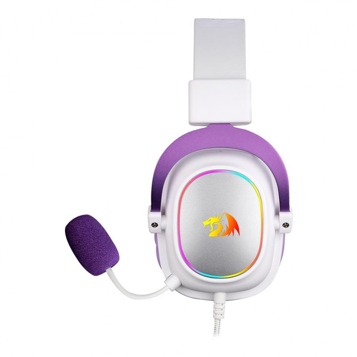 Headset Gamer Redragon Zeus X RGB, Surround 7.1, USB, Drivers 53MM, Branco com Roxo- H510WP-RGB