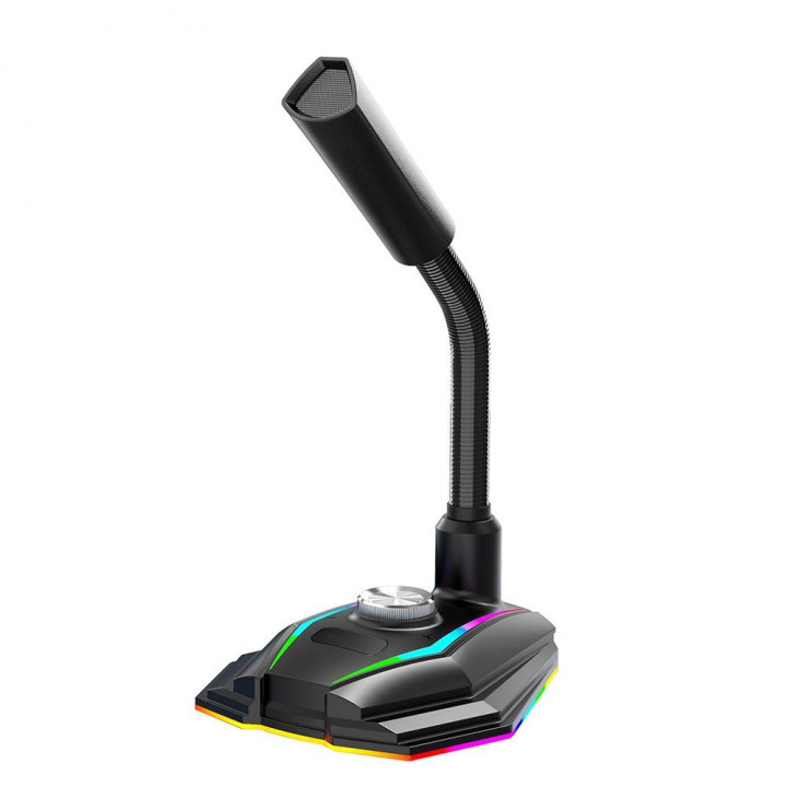 Microfone Gamer Bright, RGB, USB, Preto - 604