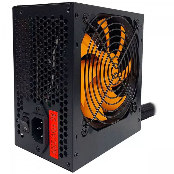 Fonte BRX 650W, Bivolt Automática, PFC Ativo, Preto Com Cooler Amarelo - BS-650W