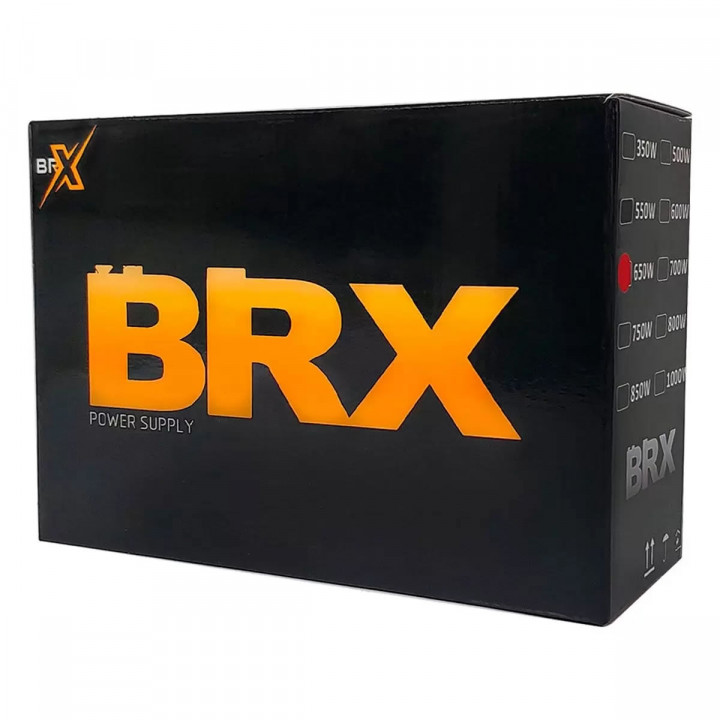 Fonte BRX 650W, Bivolt Automática, PFC Ativo, Preto Com Cooler Amarelo - BS-650W