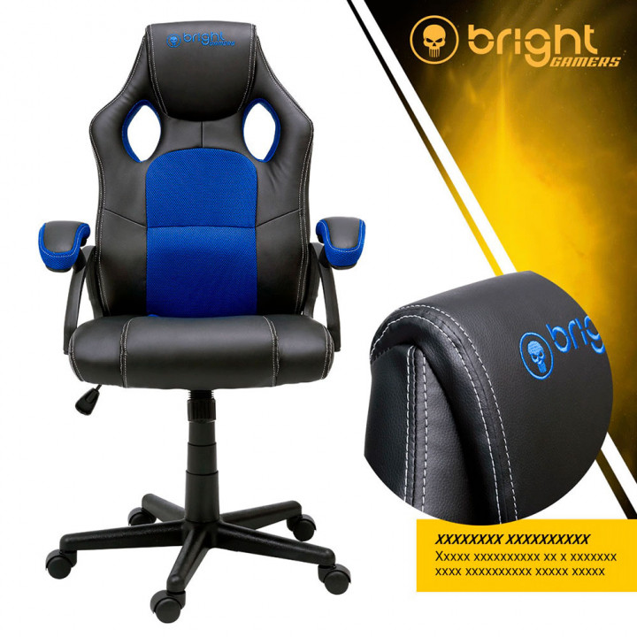 Cadeira Gamer Bright 01, Preto e Azul - 0601