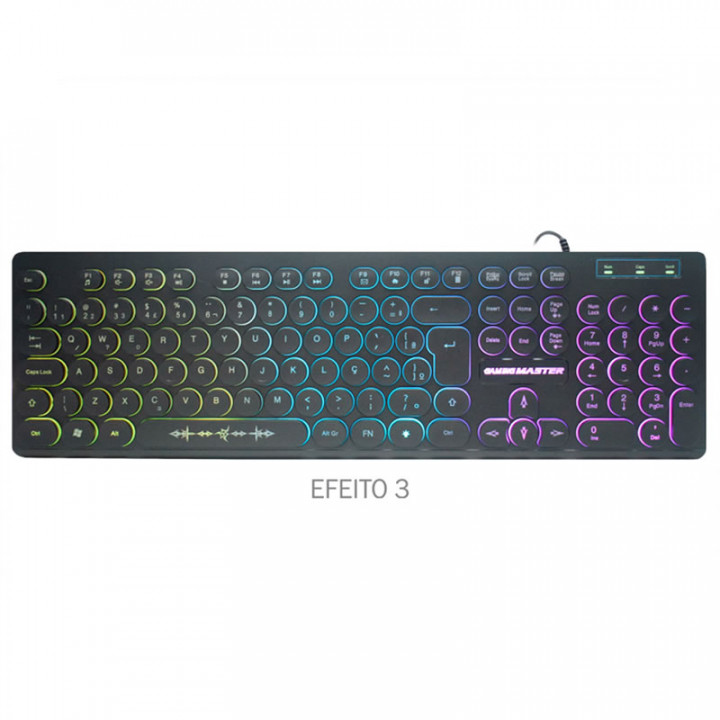 Kit Gamer K-Mex, Teclado KM76 RGB Steampunk + Mouse MOD734 + Mousepad FX-X2418, Preto - B3KM7628U11CB1X