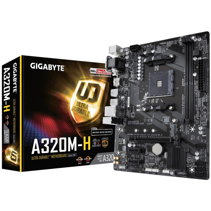 Placa Mãe Gigabyte GA-A320M-H, AMD AM4, mATX, DDR4,