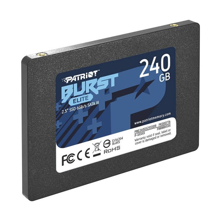 SSD Patriot Burst, 240GB, Elite, 2.5", SATA III, Leitura: 450MB/s e Gravação: 320MB/s - PBE240GS25SSDR