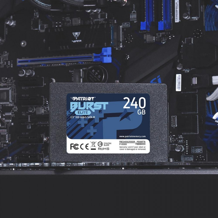 SSD Patriot Burst, 240GB, Elite, 2.5", SATA III, Leitura: 450MB/s e Gravação: 320MB/s - PBE240GS25SSDR
