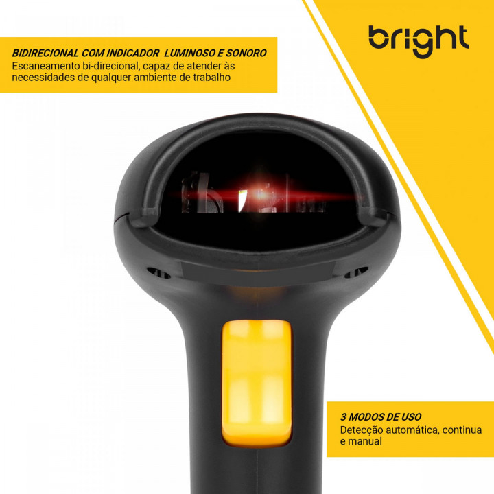 Leitor de Código de Barras Bright, USB, 1D, Preto - LB001