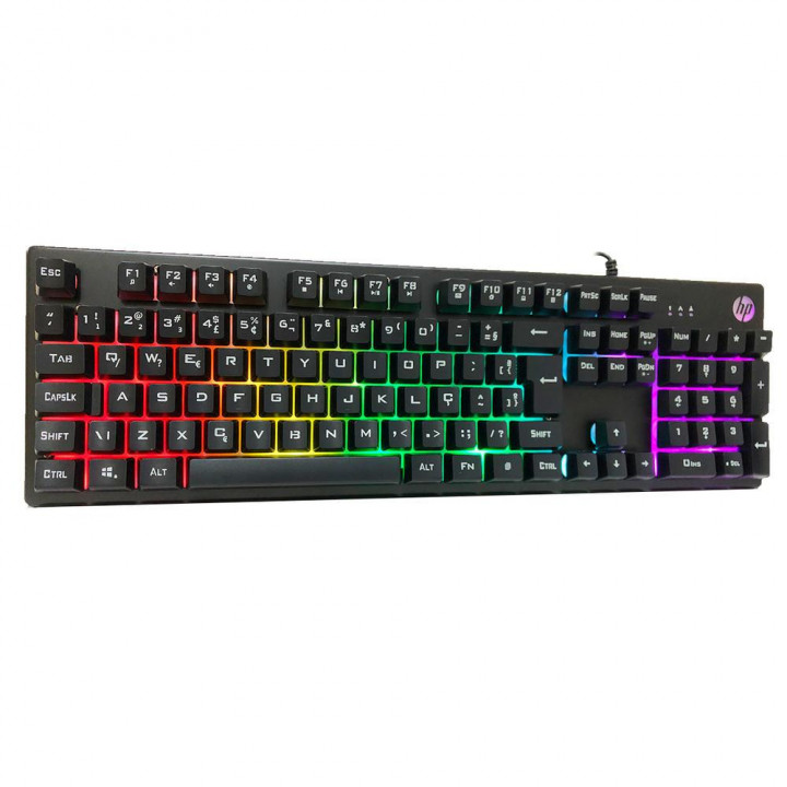 Teclado Gamer HP K500F, LED RGB, Teclas Multimídia, ABNT2, Preto - 7ZZ97AA#AC4