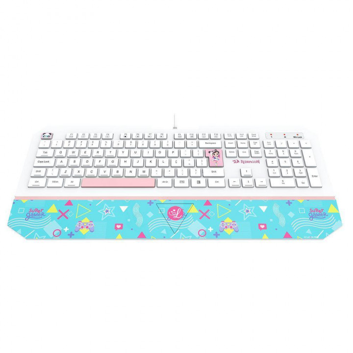 Teclado Gamer Redragon Luluca, ABNT2, Branco - L502