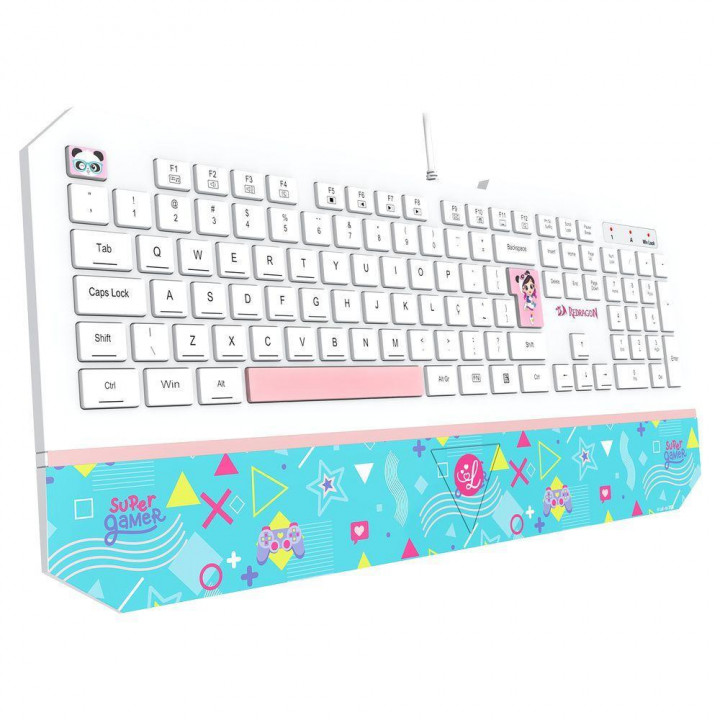 Teclado Gamer Redragon Luluca, ABNT2, Branco - L502
