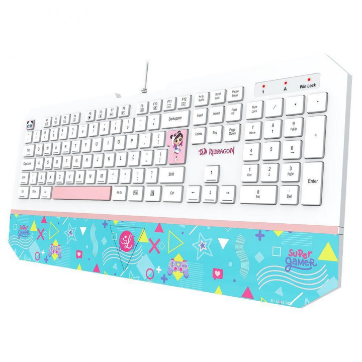 Teclado Gamer Redragon Luluca, ABNT2, Branco - L502