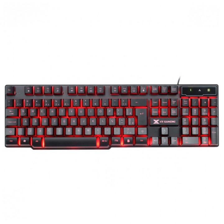 Teclado Gamer Vinik VX Hydra, LED Vermelho, Preto, ABNT2 - GT702
