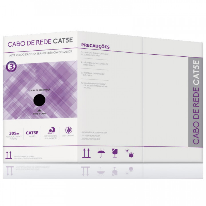 Cabo de Rede CAT.5e Multilaser, 305 Metros, Preto - WI292