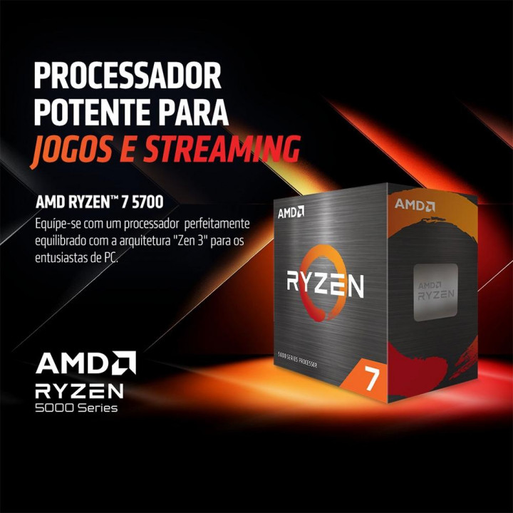 Processador AMD Ryzen 7 5700, AM4, Cache 16Mb, 3.7GHz (4.6GHz Max