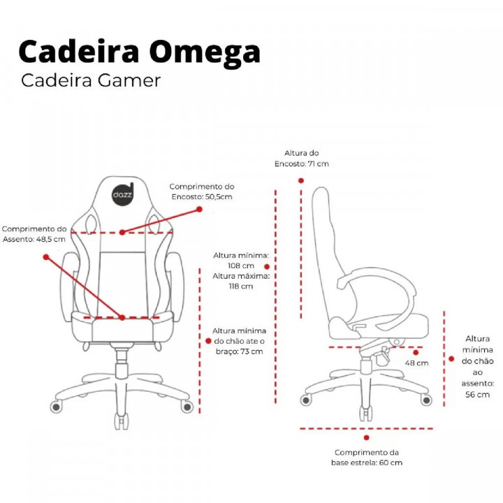 Cadeira Gamer Dazz OMEGA, Preto - 62000158