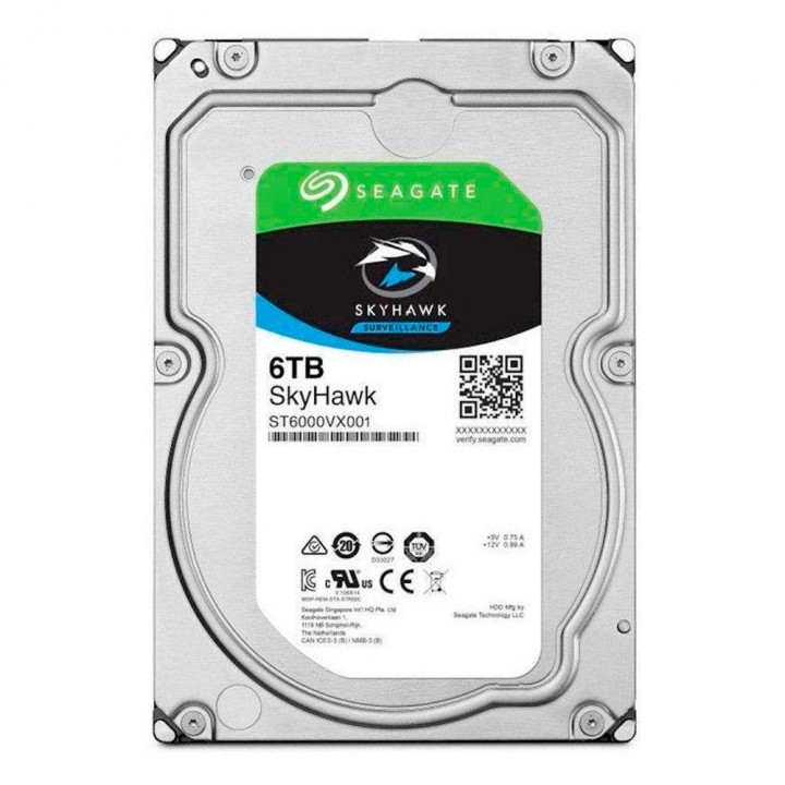 HD Seagate SkyHawk, 6TB, 3.5", 5400RPM, SATA III, 256MB - ST6000VX009