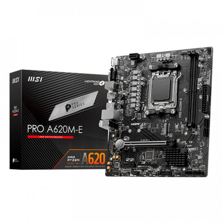 Placa Mãe MSI PRO A620M-E, Chipset A620, AMD AM5, mATX, DDR5, USB3.2, HDMI/VGA - 911-7E28-014