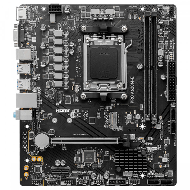 Placa Mãe MSI PRO A620M-E, Chipset A620, AMD AM5, mATX, DDR5, USB3.2, HDMI/VGA - 911-7E28-014