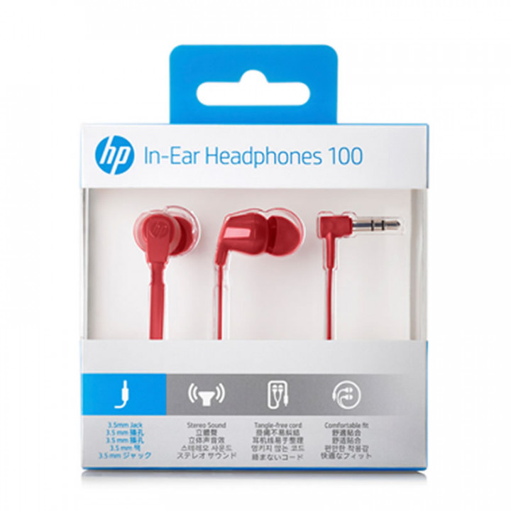 Fone de Ouvido Intra H100 HP, Vermelho - 1KF56AA#ABL