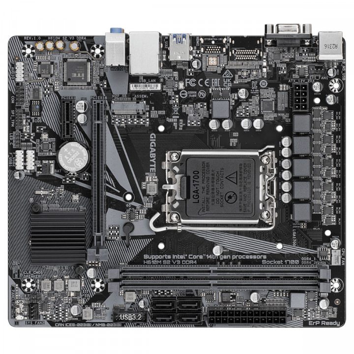 Placa Mãe Gigabyte H610M H V3 DDR4, Chipset H610, Intel LGA 1700, mATX, DDR4, M.2 NVME, VGA