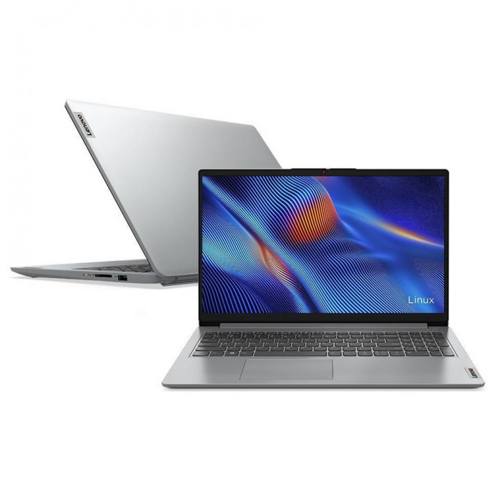 Notebook Lenovo Ultrafino IdeaPad 1 Ryzen 3-7320U, 4GB, SSD 256GB, AMD Radeon 610M, 15.6" HD, Linux, Cinza - 82X5S00600