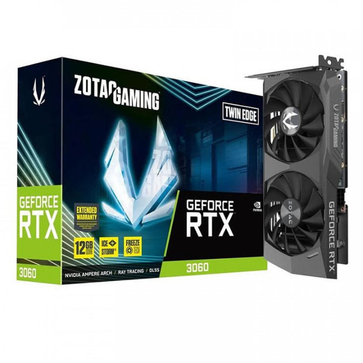 Placa de Vídeo Zotac NVIDIA GeForce Gaming RTX 3060 Twin Edge OC, 12GB, GDDR6, 192 Bits, Ray Tracing - ZT-A30600E-10M