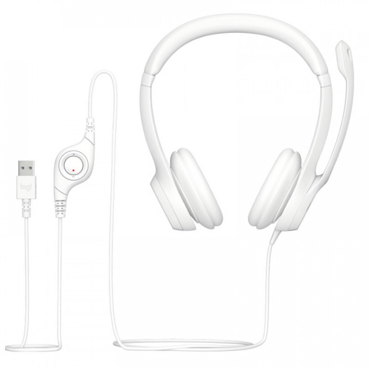 Headset Logitech, USB, Branco - H390