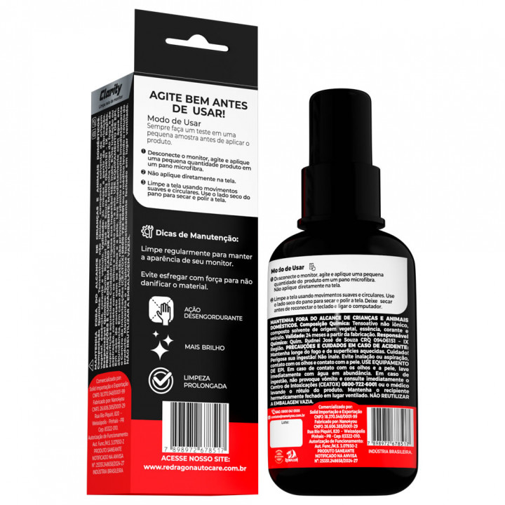 Limpa Tela Para Monitor Gamer Redragon Clarity, 60ml - CP3627