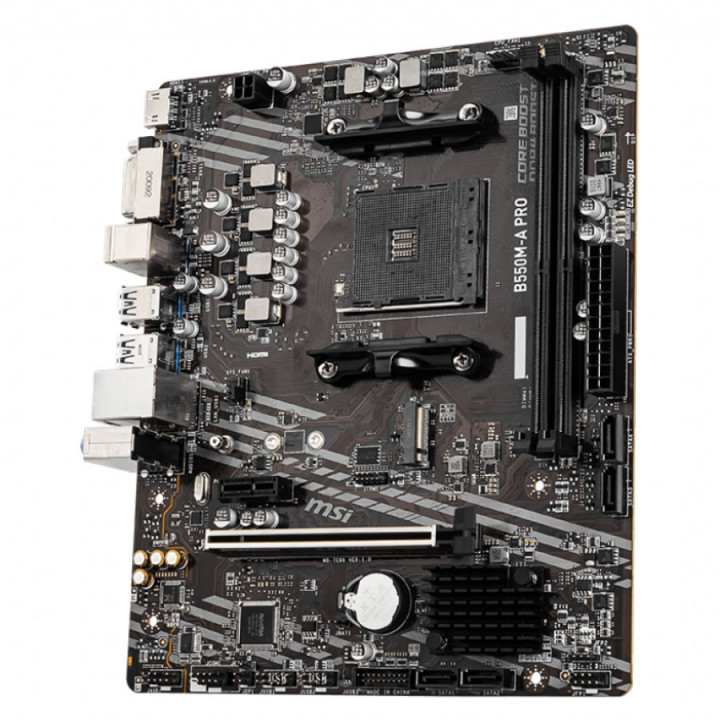 Placa Mãe MSI B550M-A PRO, Chipset B550, AMD AM4, M.2, mATX, DDR4, DVI HDMI