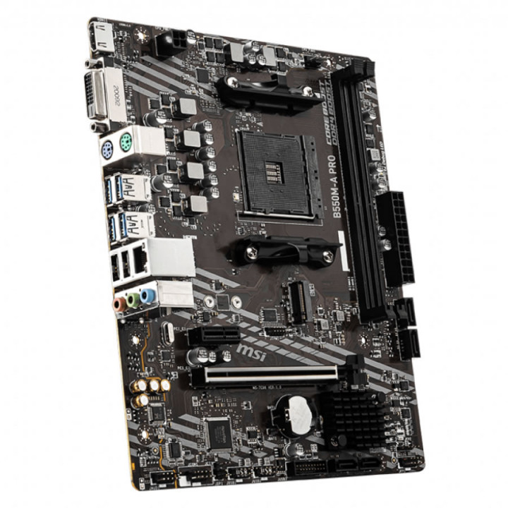 Placa Mãe MSI B550M-A PRO, Chipset B550, AMD AM4, M.2, mATX, DDR4, DVI HDMI