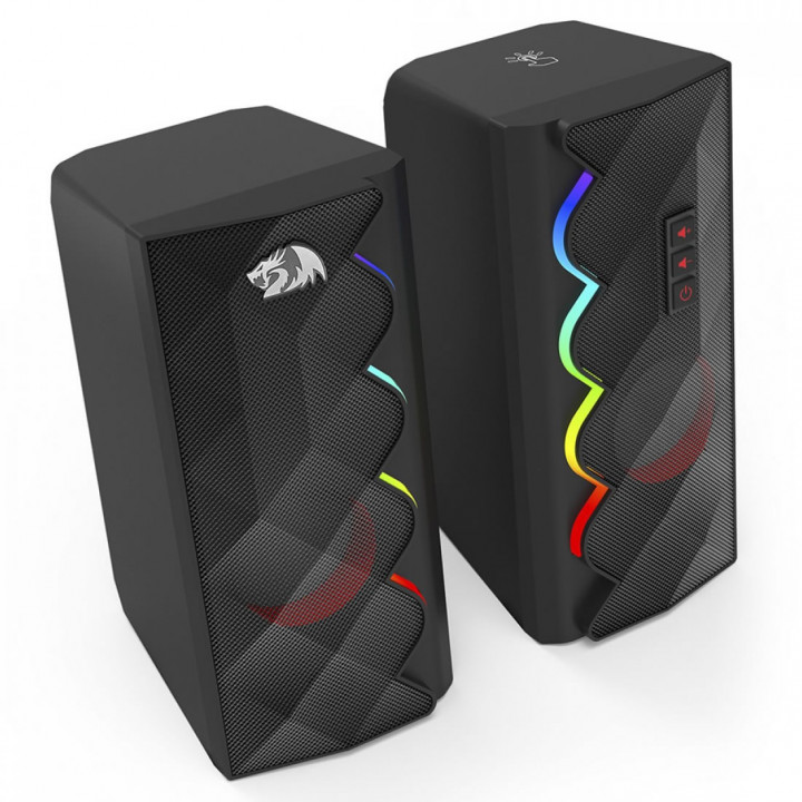 Caixa de Som Gamer Redragon Cipher, RGB, Stereo 2.0, 3.5mm, 2x5W, AUX, USB, Preto - GS522
