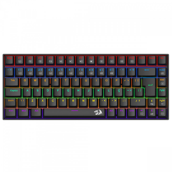 Teclado Gamer Mecânico Redragon Phantom, RGB, USB, Switch Brown, ABNT2, 75%, Preto - K629-KB (PT-BROWN)