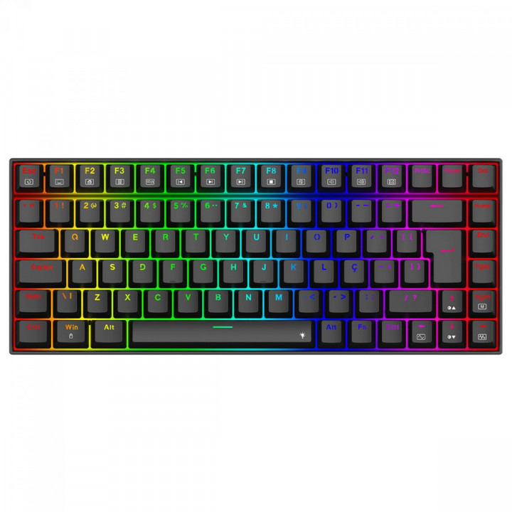 Teclado Gamer Mecânico Redragon Phantom, RGB, USB, Switch Brown, ABNT2, 75%, Preto - K629-RGB (PT-BROWN)