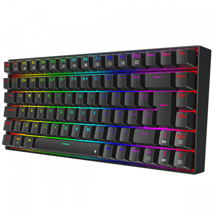 Teclado Gamer Mecânico Redragon Phantom, RGB, USB, Switch Brown, ABNT2, 75%, Preto - K629-RGB (PT-BROWN)