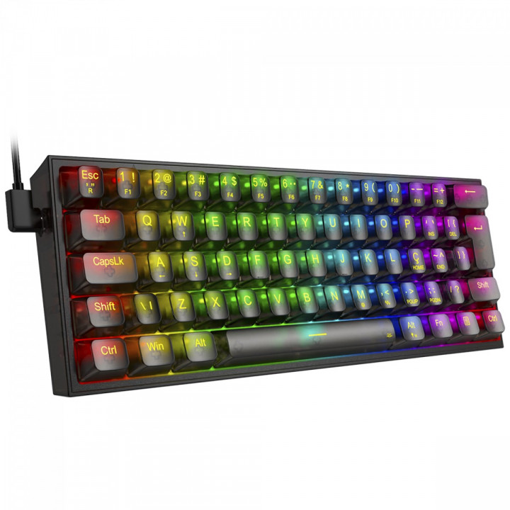 Teclado Gamer Mecânico Redragon Fizz Clear, RGB, USB, Switch Crystal, ABNT2, 60%, Preto - K617CTB-RGB