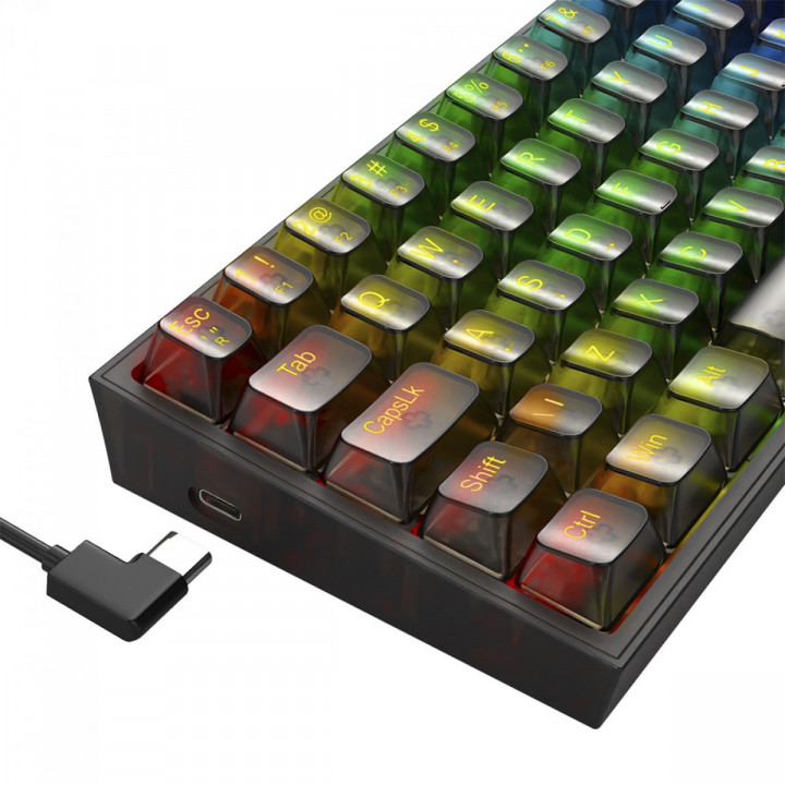Teclado Gamer Mecânico Redragon Fizz Clear, RGB, USB, Switch Crystal, ABNT2, 60%, Preto - K617CTB-RGB