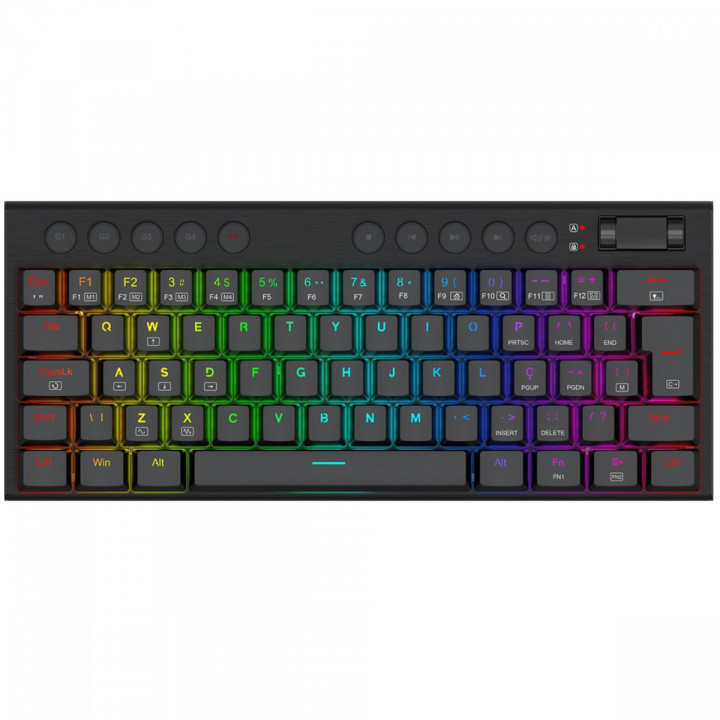 Teclado Gamer Mecânico Redragon Horus Mini, RGB, Low Profile, USB, Switch Brown, ABNT2, 60%, Preto - K632-RGB (PT-BROWN)