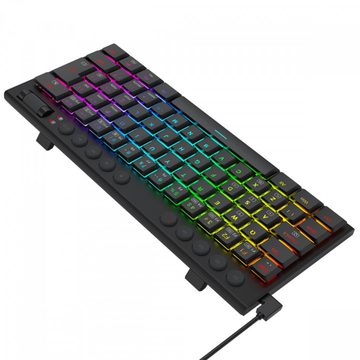 Teclado Gamer Mecânico Redragon Horus Mini, RGB, Low Profile, USB, Switch Brown, ABNT2, 60%, Preto - K632-RGB (PT-BROWN)
