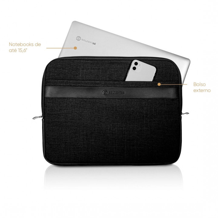 Case Para Notebook até 15.6" Goldentec GT Prime 2, Com Bolso e Alça Interna, Preto - 46760
