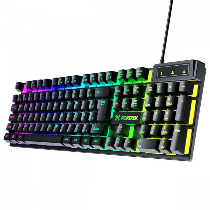 Teclado Gamer Fortrek Fearless 100, Rainbow, Membrana, Full Size, ABNT2, Preto - 84032