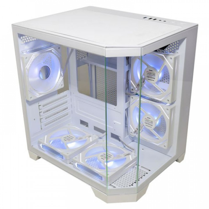 Gabinete Gamer K-Mex Aquário Ângulo Micro, CG-W620, Lateral e Frontal em Vidro, Sem Fan, Branco - CGW620RH002B0X