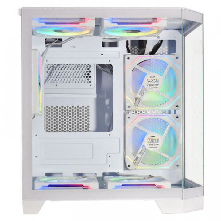 Gabinete Gamer K-Mex Aquário Ângulo Micro, CG-W620, Lateral e Frontal em Vidro, Sem Fan, Branco - CGW620RH002B0X
