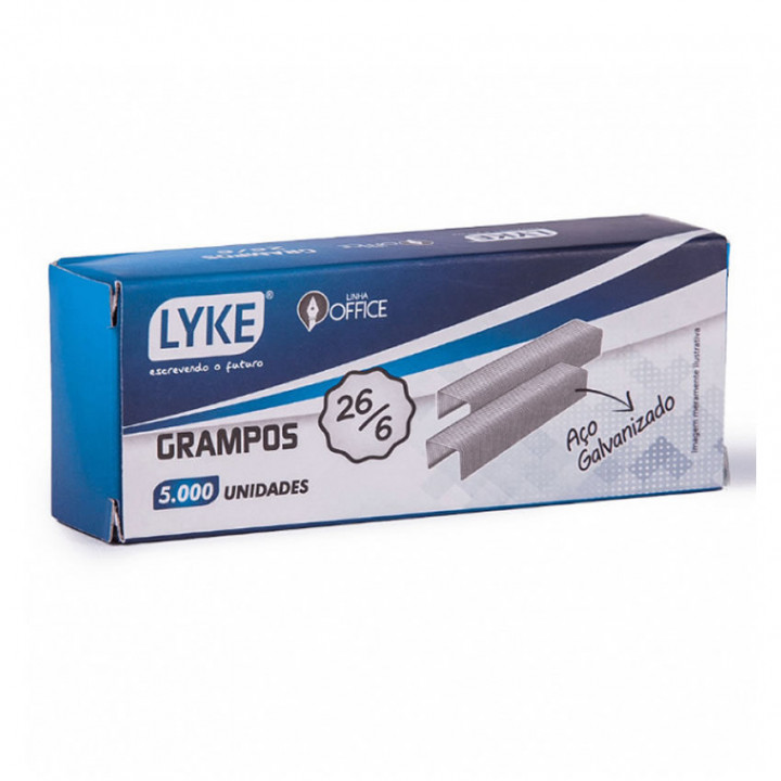 Grampo 26/6 Lyke, Caixa Com 5000 UND, Galvanizado - 101377