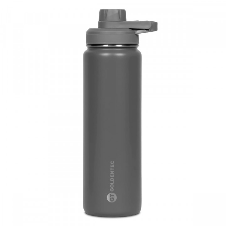Garrafa Térmica Goldentec GT Colors 3 Inox 750ml, Com Tampa, Bico e Base Emborrachado, Cinza - 60007