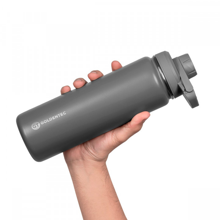 Garrafa Térmica Goldentec GT Colors 3 Inox 750ml, Com Tampa, Bico e Base Emborrachado, Cinza - 60007